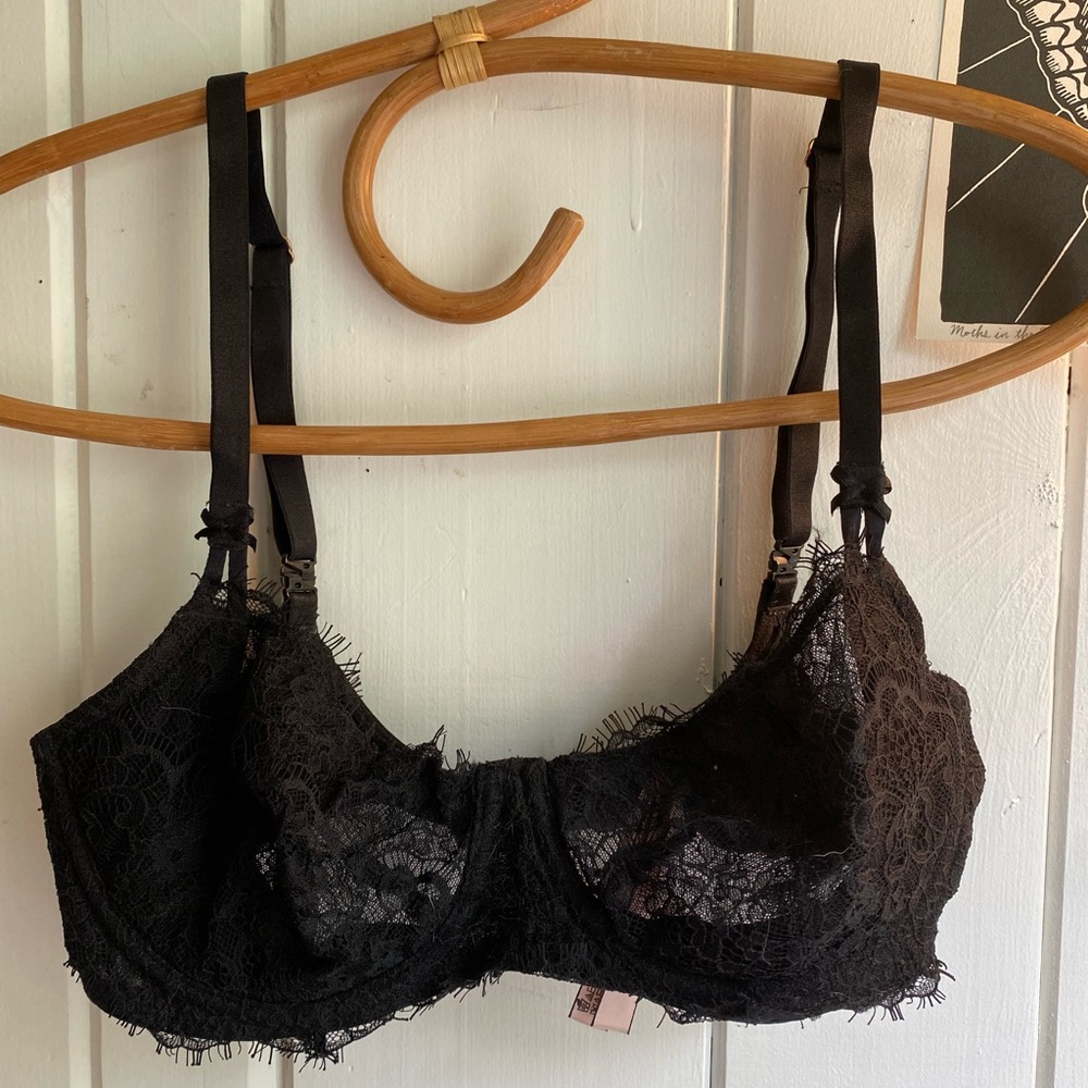 Victoria’s Secret black lace unlined bra